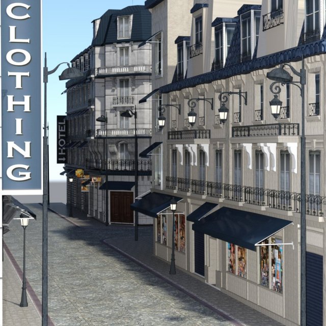 european street in obj and fbx format 3D Model .c4d .max .obj .3ds .fbx .stl .blend 