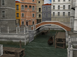 canal town in obj and fbx format 3D Model