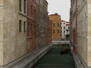 canal town in obj and fbx format 3D Model