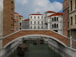 canal town in obj and fbx format 3D Model