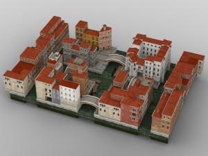 canal town in obj and fbx format Modelo 3D