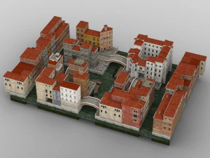 canal town in obj and fbx format 3D Model