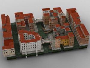 canal town in obj and fbx format Modelo 3D