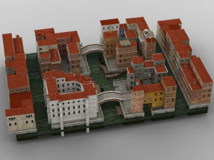 canal town in obj and fbx format 3D Model