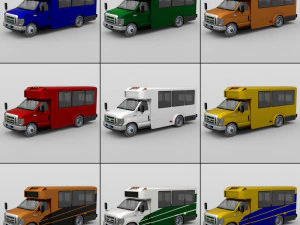 shuttle bus in obj and fbx format 3D Model