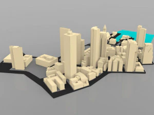 boston cityscape in 3ds and obj format 3D Model