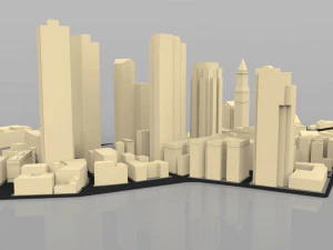boston cityscape in 3ds and obj format 3D Model