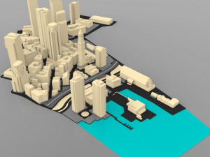 boston cityscape in 3ds and obj format 3D 模型
