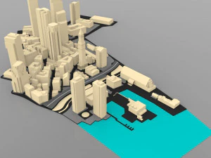 boston cityscape in 3ds and obj format 3D Model