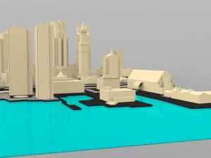 boston cityscape in 3ds and obj format 3D Model