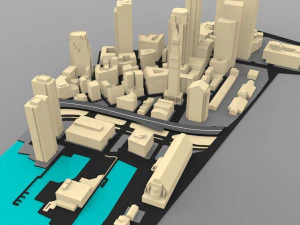 boston cityscape in 3ds and obj format 3D Model