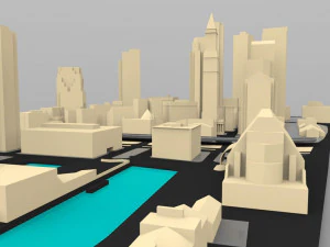 boston cityscape in 3ds and obj format 3D Model