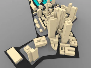 boston cityscape in 3ds and obj format 3D Model