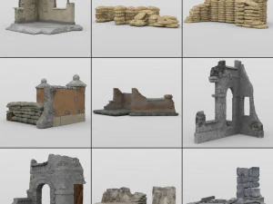 ru&iacute;nas medievais em formatos fbx e obj Modelo 3D