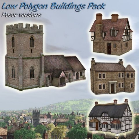 low poly buildings 3D Model .c4d .max .obj .3ds .fbx .stl .blend 