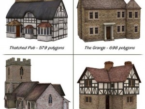 low poly buildings 3D Model