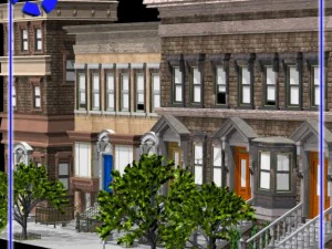 ब्राउनस्टोन स्ट्रीट दृश्य 1 3D मॉडल