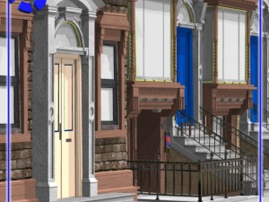 brownstone street scene 1 3D 模型