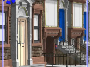 ब्राउनस्टोन स्ट्रीट दृश्य 1 3D मॉडल