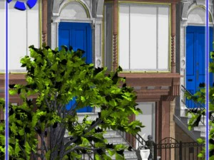 ब्राउनस्टोन स्ट्रीट दृश्य 1 3D मॉडल