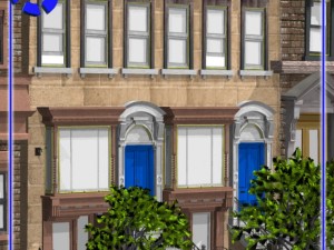brownstone street scene 1 3D 模型