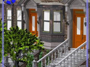 brownstone street scene 1 3D 模型