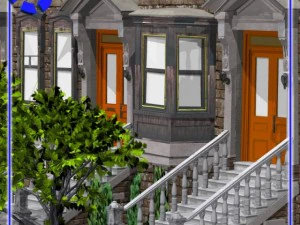 ब्राउनस्टोन स्ट्रीट दृश्य 1 3D मॉडल