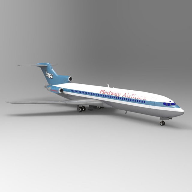 airliner 727 3Dモデル .c4d .max .obj .3ds .fbx .stl .blend 