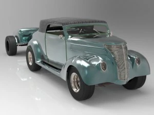 ford 37 with trailer 3D Model