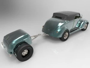 ford 37 with trailer 3D Model