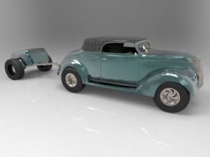 ford 37 with trailer 3D-Modell