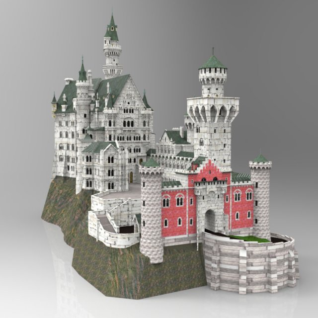 neuschwanstein castle 3D 模型 .c4d .max .obj .3ds .fbx .stl .blend 