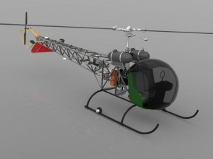 bell 47g helicopter Modèle 3D