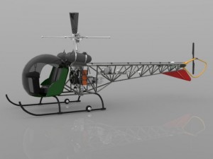 bell 47g helicopter Modèle 3D