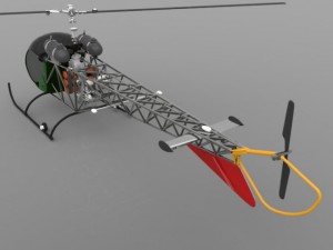 bell 47g helicopter Modèle 3D