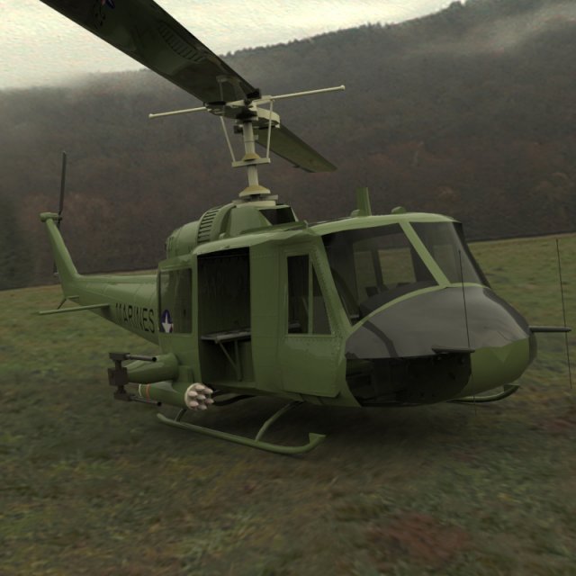huey helicopter 3D 모델 .c4d .max .obj .3ds .fbx .stl .blend 