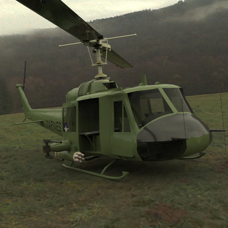 huey helicopter 3D Model .c4d .max .obj .3ds .fbx .stl .blend 