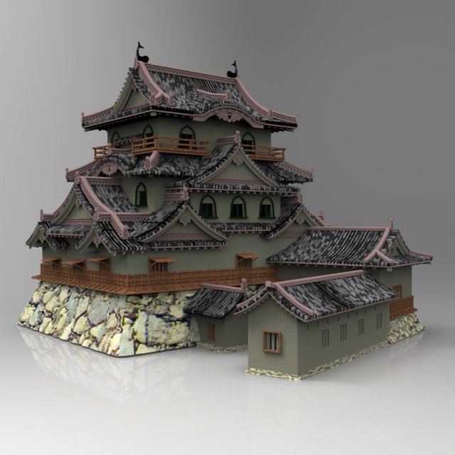hikone castle Modello 3D .c4d .max .obj .3ds .fbx .stl .blend 
