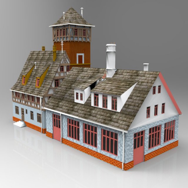 firestation 3D 模型 .c4d .max .obj .3ds .fbx .stl .blend 
