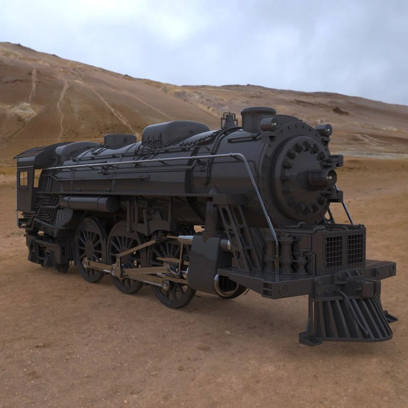 steam locomotive 264 3D Model .c4d .max .obj .3ds .fbx .stl .blend