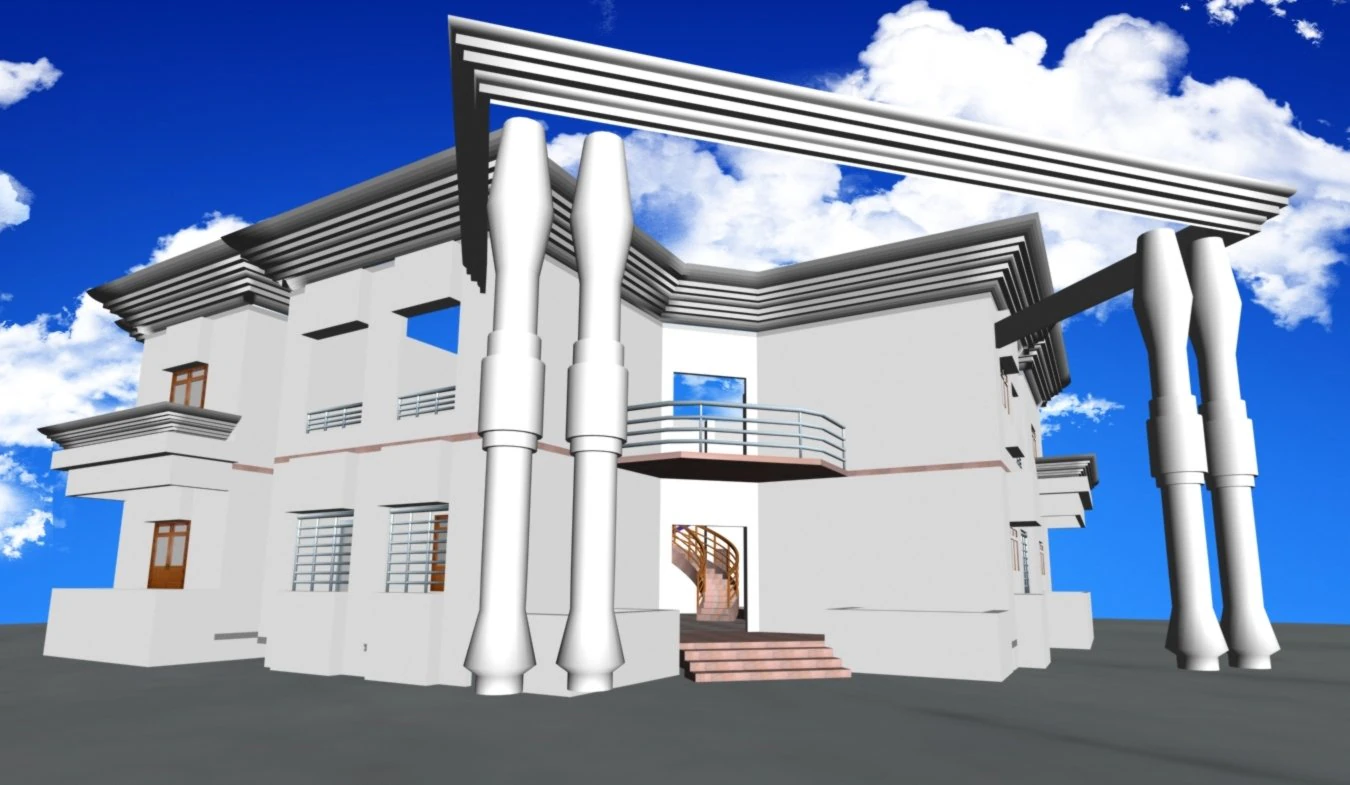 двухуровневый дом 3D Модель .c4d .max .obj .3ds .fbx .stl .blend 