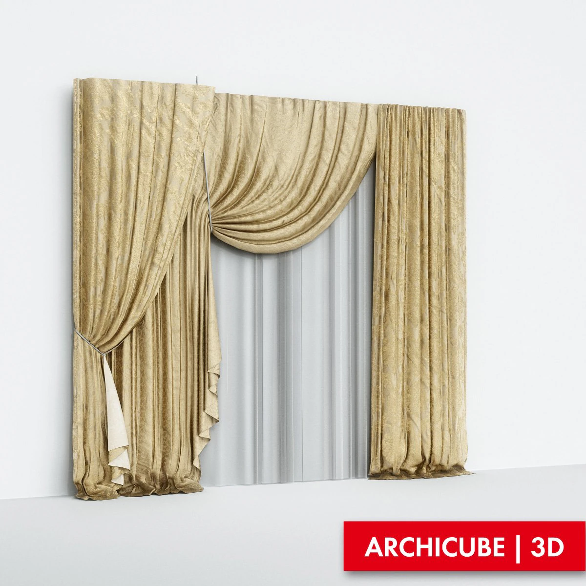 curtains silk 3D Model .c4d .max .obj .3ds .fbx .stl .blend 