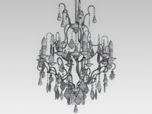 chandelier luster ceiling lamp bulb light Model 3D
