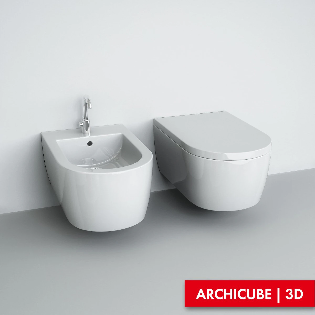 wallmounted wc  bidet 3D Model .c4d .max .obj .3ds .fbx .stl .blend 