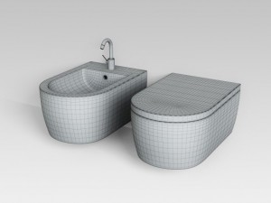 wallmounted wc  bidet Modello 3D