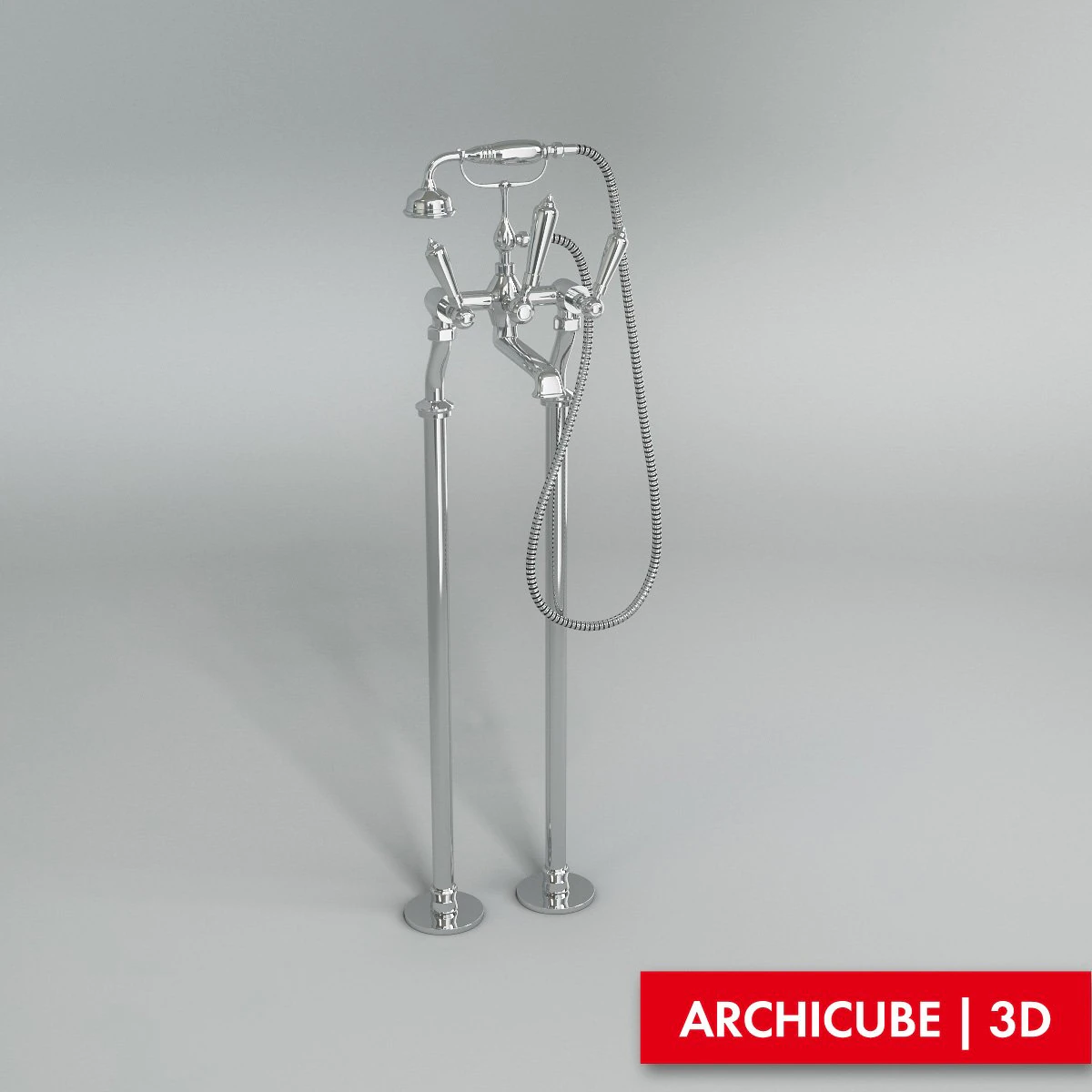 bath mixer 02 3D Model .c4d .max .obj .3ds .fbx .stl .blend 