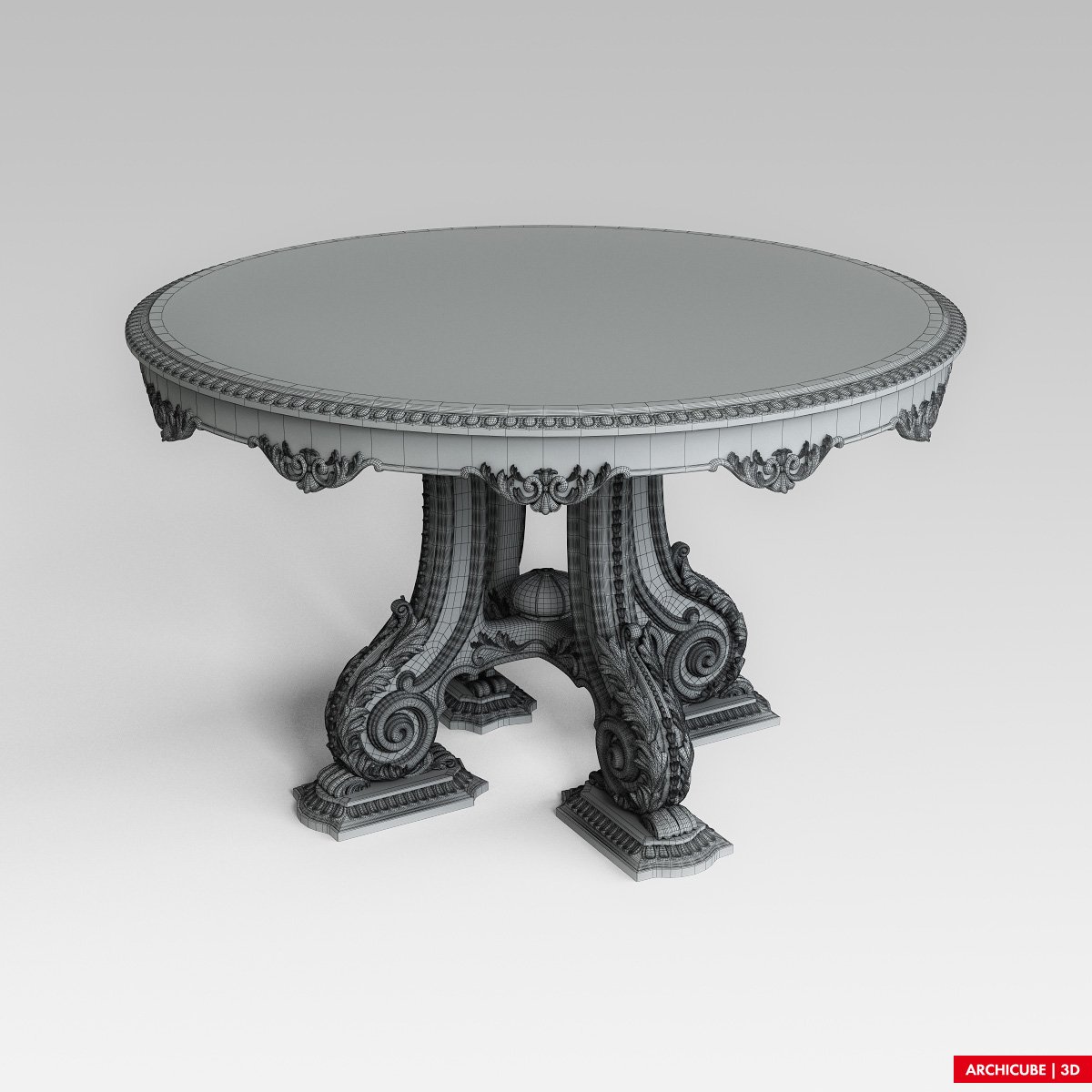 Classic Round Table 3D  Model in Table  3DExport