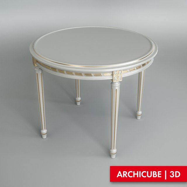 white dining table 3D Model .c4d .max .obj .3ds .fbx .stl .blend 