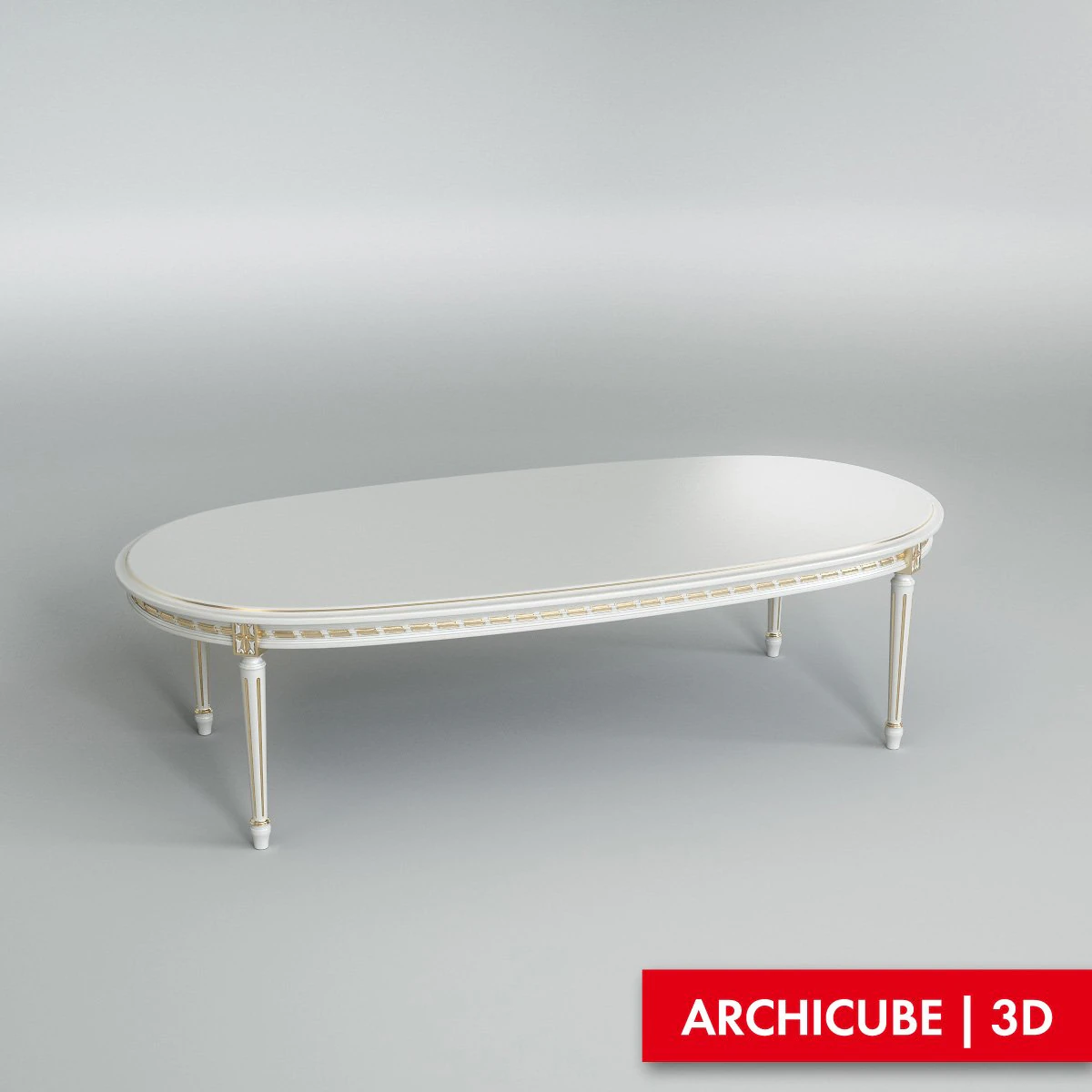 white dining table 002 3D Model .c4d .max .obj .3ds .fbx .stl .blend 