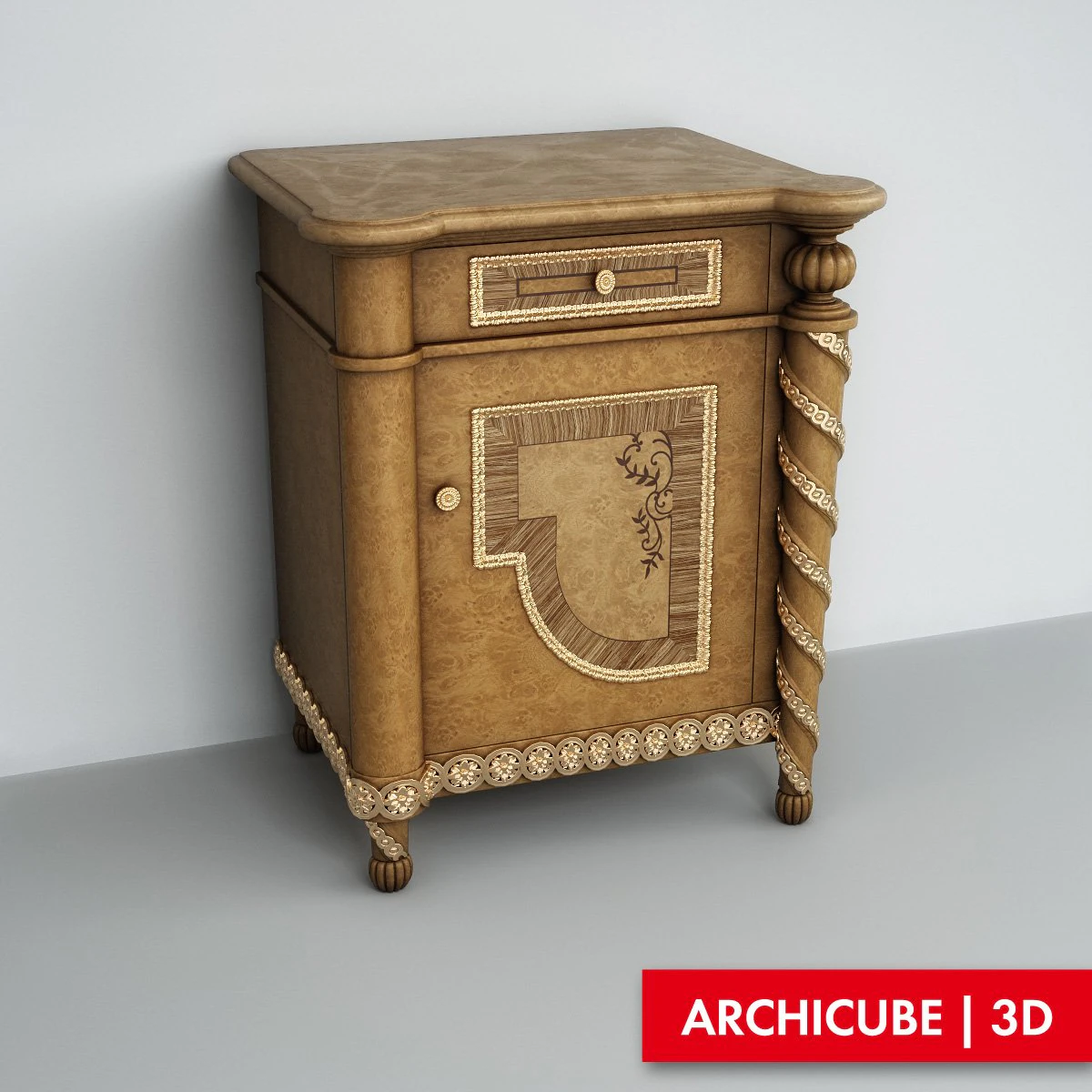 classic bedside table 3D Model .c4d .max .obj .3ds .fbx .stl .blend 